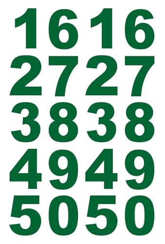 Image of Vinyl Number Wall Glass Vehicle Sticker, 1.5 Inches Green (Set 2)