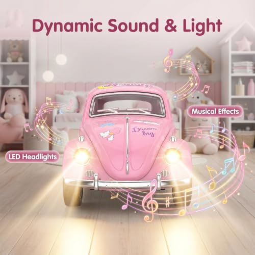 Carrito Beetle rosa 1:36 con luces y música para niñas miniatura 4