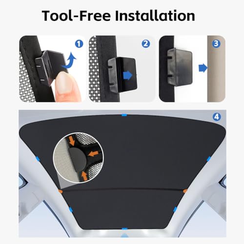 Image of Lightweight mesh Sunshade Roof for Tesla Model Y(2020-2025),2 in 1 Upgraded Sunroof Windshield Shade,Foldable Front & Rear Sunroof UV & Heat Insulation Glass Roof Sun Shade for Model Y Accessories