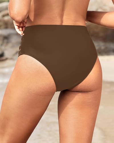 Image of Holipick Women High Waisted Bikini Bottoms Tummy Control Swimsuit Bottoms Strappy Swim Bottom