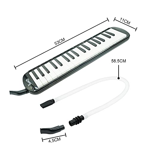 VACHAN 37 Keys Melodica,Soprano Melodica Instrument Air Piano Keyboard Pianica with Double Tubes Mouthpiece, Carrying Bag for Kids Beginners Adults Gift, Black