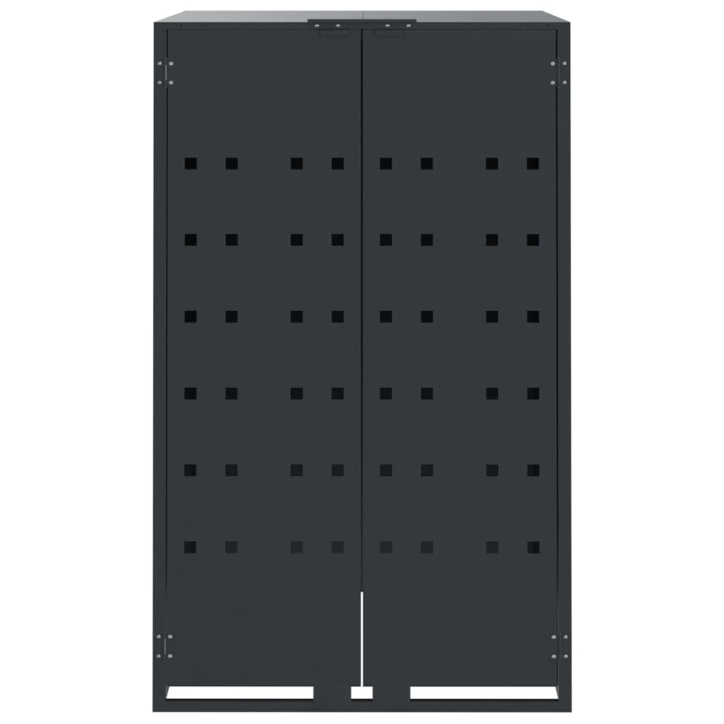 Mülltonnenbox 4er Tonnen, Kapazität bis 240L, Aus witterungsbeständig pulverbeschichtetem Stahl mit Automatikdecke, Tonnenhaus, Garten Müllbox,Anthrazit,4 * 240 L