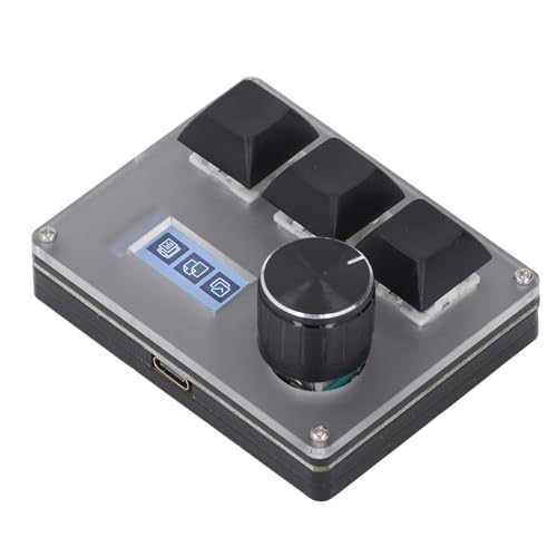 Walfront 3 Touches Petit Clavier avec Clavier Personnalisable RVB avec Bouton pour Le Travail de Frappe de Jeu, avec Un écran LCD de 0,96 Pouce, avec des Modes de Scénario de 3