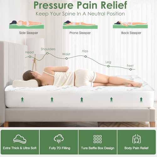 Mattress Topper Viscose Derived from Bamboo, Queen - image 3