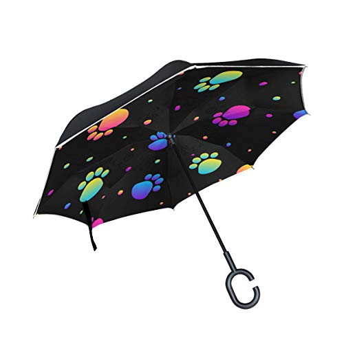 MRMIAN Colorful Rainbow Dog Paw Print Polka Dot Windproof