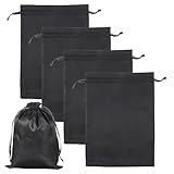 Aysatogc Satin Bags with Drawstring, 35x25cm Wig Bags Storage Soft Hair Packaging Bag Travel Bag & Large Storage for Multiple Wigs, Bundles, Extensions, Salon Use(Black,4)