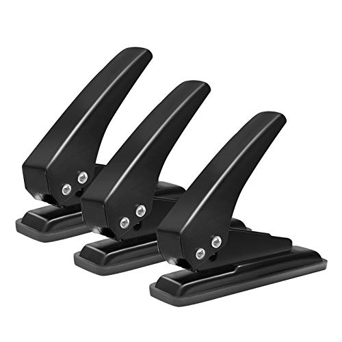 3 Pack Single Hole Punch Puncher Heavy Duty Paper Hole Punch, 20 Sheet Punch Capacity, Whole Puncher Hand Craft Hole Puncher for Paper, Chipboard, Index Cards, Card Stock and Art Project, Black