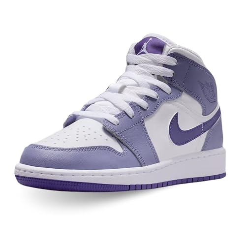 Air Jordan 1 Mid Big Kids' Shoes (Dusty Amethyst/White/Court Purple)