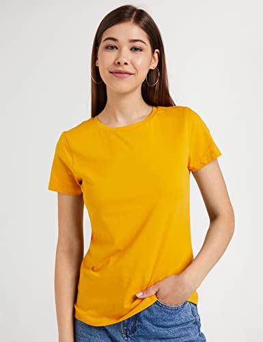 Image of Amazon Brand - Symbol Women Cotton Stretch Regular Fit Round Neck Half Sleeve T-Shirt (Available in Plus Sizes)
