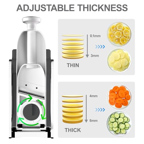 ONCE FOR ALL Safe Mandoline Slicer For Kitchen, Professional Vegetable Slicer For Food Potato Slices, Thickness Adjustable 0.1-8 mm Kitchen Artifact Fast Meal Prep