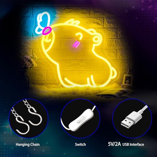 Image of Neon Sign, Capybara Neon Signs for Wall Decor LED Signs Neon Light | Capybara Neon Sign for Bedroom, Living Room, Kids Room, Gaming Room, Party, Bar, Home Decor, Gift, USB Powered