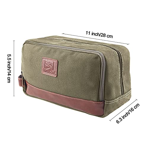 Travel Toiletry Bag for Men and Women, Canvas Toiletry Organizer Water-Resistant Vegan Leather, Hanging Dopp Kit Shaving Bag for Toiletries Accessories3
