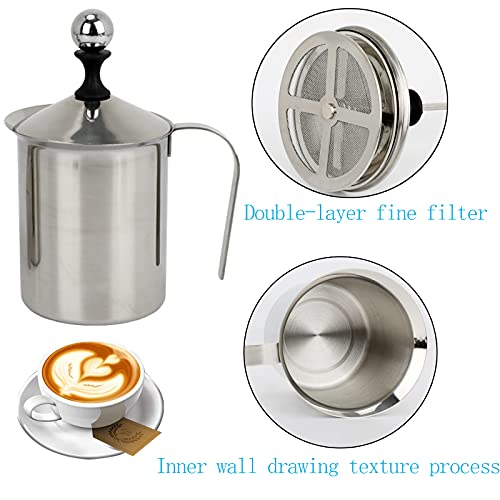 Handmatige Roestvrijstalen Melkopschuimer Handmatig Melkschuim Melkopschuimer Melkschuim Cappuccino 1 Set… - Afbeelding 7