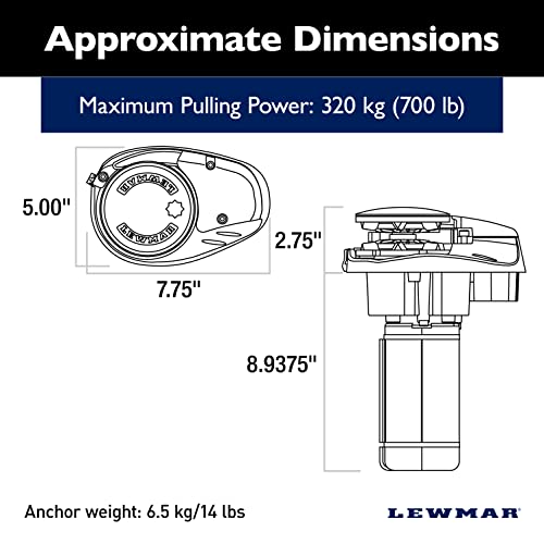 Image of Lewmar V700 12V Vertical Windlass for 1 /4 inch G4 Chain, Fall Safe Gypsy, Maximum pull 700 lbs., 316 Stainless Steel Construction, IP67 Rated Housing, For Powerboats and Sailboats 20'-30' - 2020201176