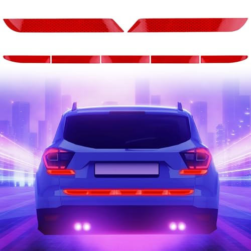 7 Stücke Nachtsichtbarkeit Selbstklebend Reflektorband, Universal für Auto Starke Reflektierende Aufkleber, Rot Starke Reflektierende Streifen Aufkleber, Sicherheitswarnaufkleber für Auto Kofferraum