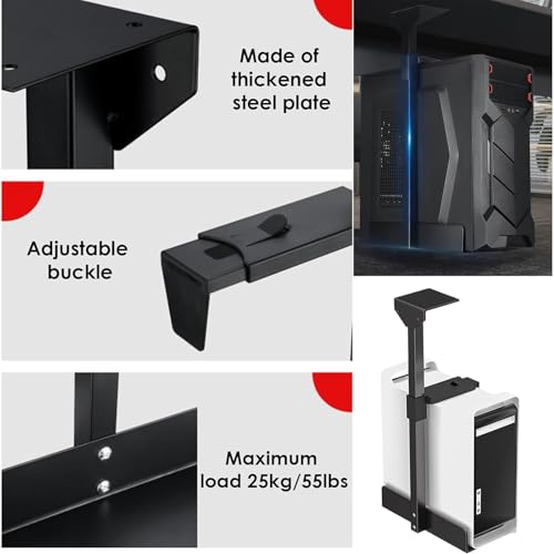 Support CPU sous bureau et boîtier PC réglable en hauteur et largeur - 4