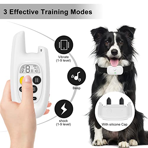Viwik Shock Collar For Large Medium Small Dogs, Rechargeable Dog Training Collar With Remote 1600Ft, Electric Ipx7 Waterproof Bark Collar W/Beep, Vibration, Shock And Keypad Lock White #TOP1