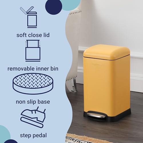 Image of happimess Betty Retro Mini 3.2 Gal Step Trash Can, Daffodil Yellow
