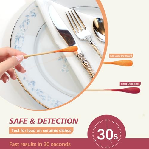 10PCS Lead Paint Test Swabs - BIHYM Lead Testing Kit for Dishes, Lead Test Check Strips for Ceramics, Toys, Metal, Wood, Paints by Using Water Only
