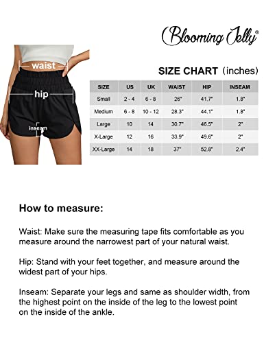 Blooming Jelly Short feminino de corrida de cintura alta e secagem rápida, esportiva, esportiva, par