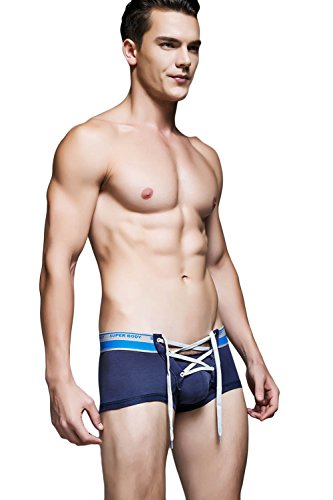 Men's Sexy Lingerie Cotton Tie Rope Cute Boxer Brief Underwear Panties4