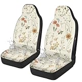 Temdrsuy Boho Car Seat Covers Cute - 2PCS Waterproof Front Seat Covers with Car Drying Towel, Airbag Compatible, Universal Fit for Most Vehicle Car Seat Protector for Women SUV Sedans Truck