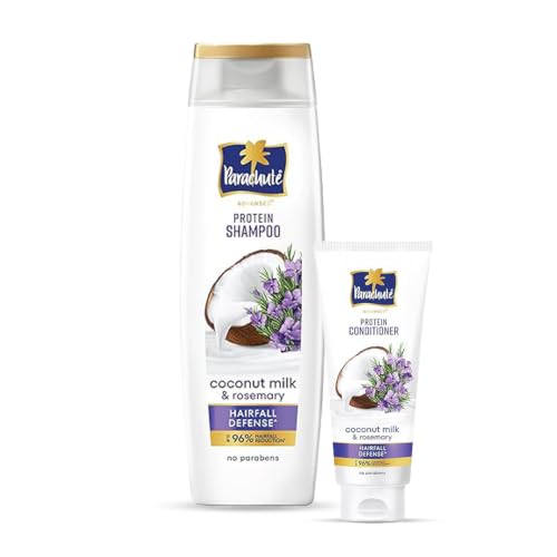 Image of Parachute Advansed Hairfall Defense Combo | Up to 96% Hair Fall Reduction & up to 23X Hair Fall Control | Shampoo + Conditioner | Coconut Milk & Rosemary | Paraben free | 170 + 170ml