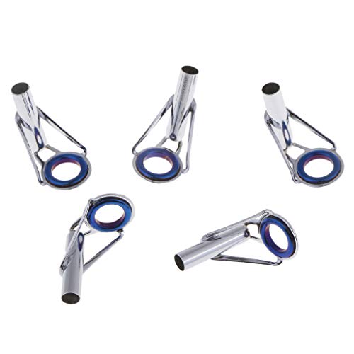 NON 5 Unids Guías de Cañas Pescar Punta Reparación Varilla Anillo Punta Pieza de Seguridad Acero Inoxidable Cerámica - Talla 4