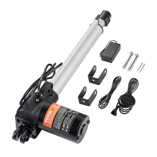 VEVOR Kit de actuador lineal, actuador de movimiento lineal de 250 mm, 24 V, alta velocidad, 25 mm/s, actuador lineal de 220 lb/1000 N para elevación de TV/mesa/sofá, IP44, adaptador de corriente