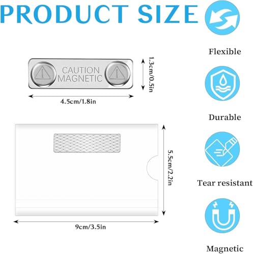 Porte-badge magnétique transparent rigide lot de 30 pour l'identification - 3
