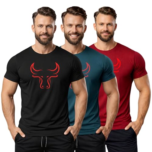 Image of 3Colours RGB Active Fit T-Shirt - Lightweight Polyester Sportswear-Bull