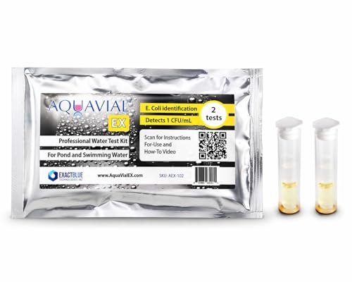 AquaVial EX Rapid E. Coli Water Test Kit | Results in 5–9 Hours | 3X Faster Than Standard Tests | E. coli & Coliform Detection | Drinking Water, Wastewater, Grey Water | 2 Tests