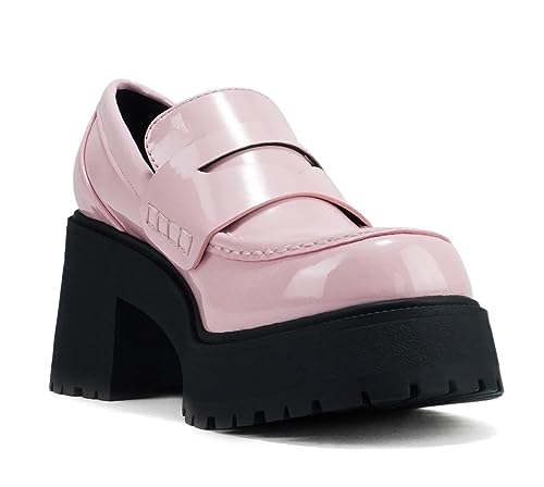 Image of Soda inchAMP inch ~ Women Round Toe Slip-On Lug Sole High Heel Penny Loafer Shoe