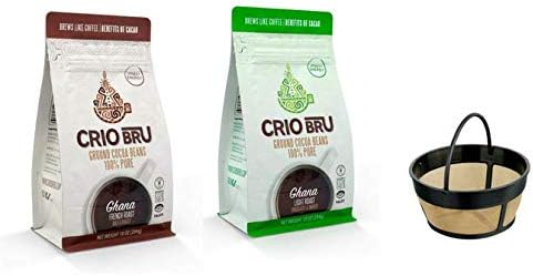 Starter Kit w/ Coffee Filter (2 10oz Bags + Coffee Filter) | Natural Healthy Brewed Cacao Drink | Great Substitute to Herbal Tea and Coffee | 99% Caffeine Free | Keto Whole-30 Honest Energy | Brew and Enjoy Hot or Iced