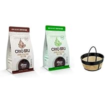 Crio Bru Starter Kit w/ Coffee Filter 2 10oz Bags + Filter | Natural Healthy Cacao Drink | Great Herbal Tea & Coffee Substitute | 99% Caffeine Free | Keto Whole-30 Honest Energy | Brew Hot or Iced