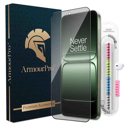 Image of ArmourPro Anti Glare Matte Tempered Glass for OnePlus 13s, Anti-Fingerprint Screen Protector, 9H Scratch Resistant, Smooth Touch, Easy Installation Kit with Cable Protector