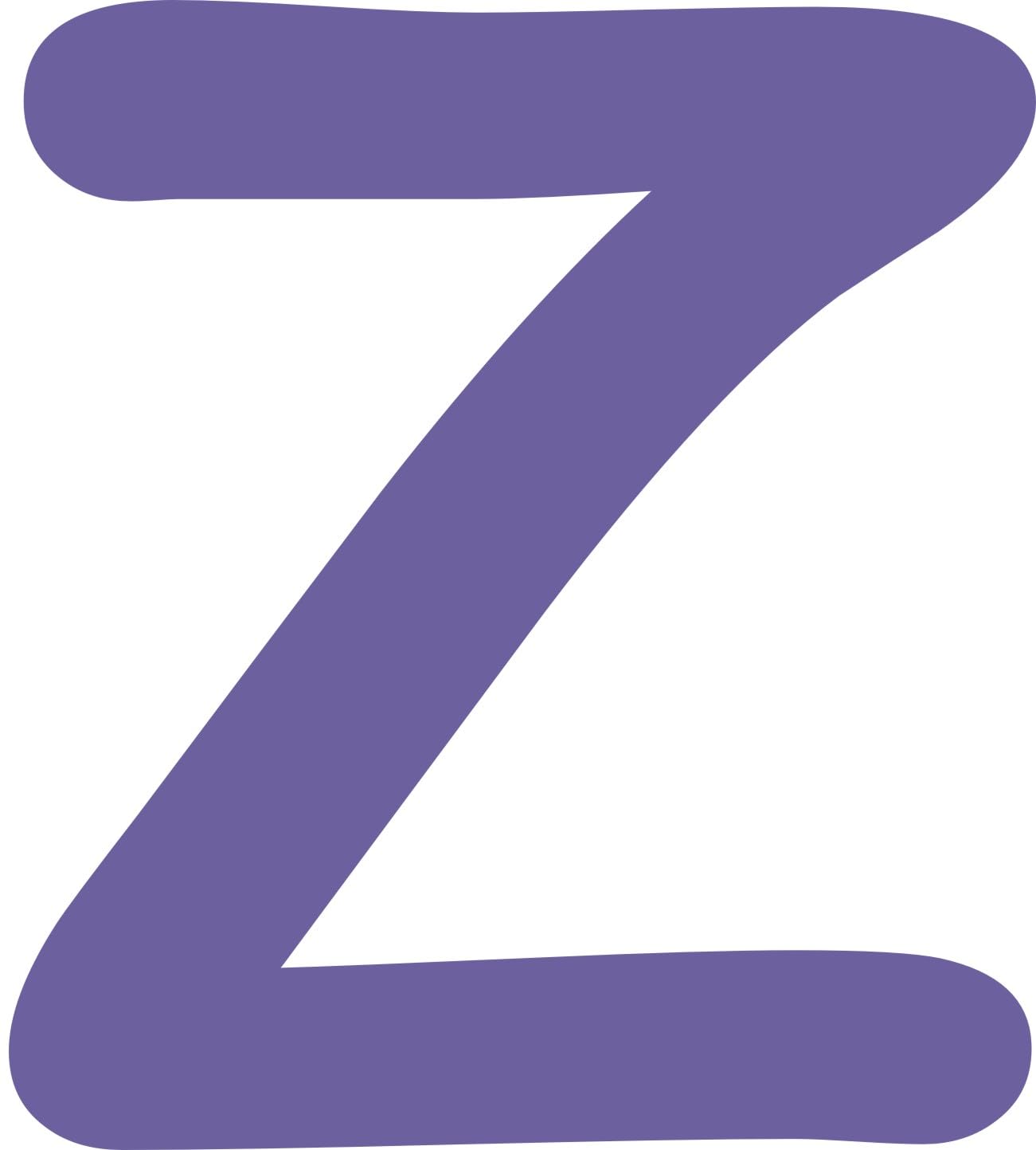 Kleckerliese Buchstaben Aufkleber 8 cm Einzel – seidenmatte Alphabet Sticker A–Z für Kinderzimmer, Wand, Tür, Möbel & Auto – selbstklebend & konturgeschnitten – Z – Farbe Lila
