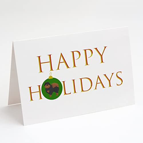 Caroline's Treasures CK9680GCA7P Pomeranian #2 Happy Holidays Greeting Cards and Envelopes Pack of 8 Blank Cards with Envelopes Whimsical A7 Size 5x7 Blank Note Cards