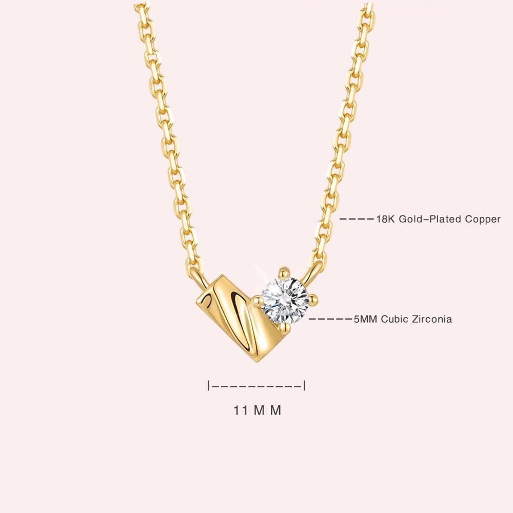 Heart Pendant Necklace For Women 18K Gold Plated Cubic Zirconia Necklaces Gold Chains Dainty Chokers - Image 5
