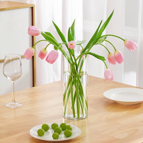 3 Large Acrylic Clear Cylinder Vase Set with 2 Spiral Ikebana Stem Holder Ring, Unbreakable Tall Plastic Hurricane Vases for Wedding Centerpieces Flower Bouquet Decor (3 Vases + 2 Holder) - Image 6