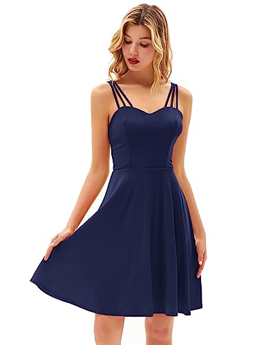 Damen Cocktail Kleid Rückenfrei Elegant Abendkleid A-Linie Schlinge...