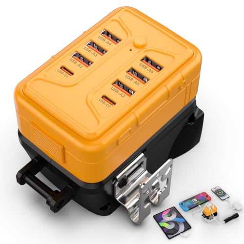 Power Inverter for DeWalt 20V Battery, 8 Ports (6 USB-A