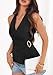 PRETTYGARDEN Womens Halter Top 2026 Spring Tie Wrap Sleeveless Ruched V Neck Fitted Summer Tops Backless Fashion Y2k Clothes (Black,Small)