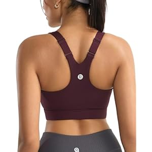 RUNNING GIRL Sports Bra for Women,Adjustable Straps Molded Cup High Impact Sports Bra with Sewn in Pads Maroon Medium