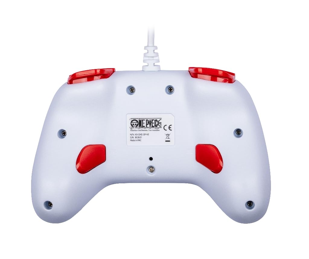 Konix One Piece Wired Controller für Nintendo Switch, OLED Switch und PC - Vibrationsfunktion - 3 m Kabel - Luffy-Motiv - Weiß