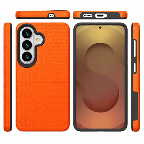 Image of NOXO Ultra-Hybrid Triangle Back Case Cover Compatible with Samsung Galaxy S26 | Shockproof Design | Camera Protection | Soft TPU & Rugged PC | Bumper Cases and Covers (Cosmic Orange)