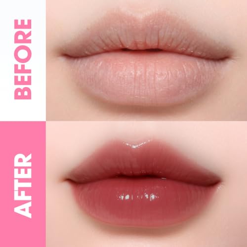 Image of Glassy Glow Lip Stain Tint - Long Lasting Lip Velvet | Clicker Pen Type | Pure Silicone Tip | Airless Fresh-Lock | Smudge-Proof | High-Shine Finish | 5ml | Made in Korea (03 Bloom)