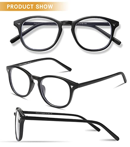 Image of DUCO Blue Light Glasses for Men Women Blue Ray Blocking Glasses Computer Gaming Glasses Teens Retro Round Eyeglasses Frame Black 5206