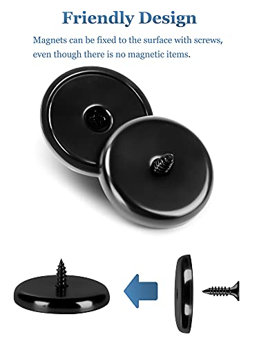 Smartake 10-Pack Neodymium Round Base Cup Magnets, 30Lbs Strong Rare Earth Magnets With Heavy Duty Countersunk Hole And Stainless Screws For Refrigerator, Craft, Home, Office - 1.26'' X 0.2'' (Black) #TOP2