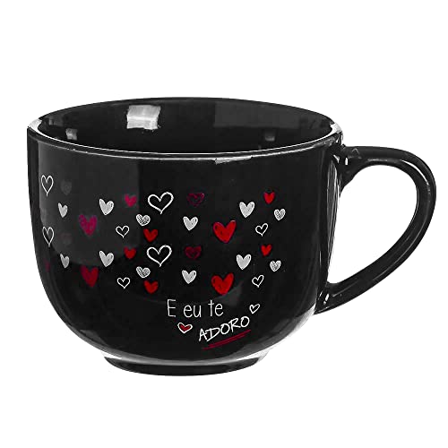 Presente Dia dos Namorados Coração de Pelúcia e Caneca Sopa 500 ml